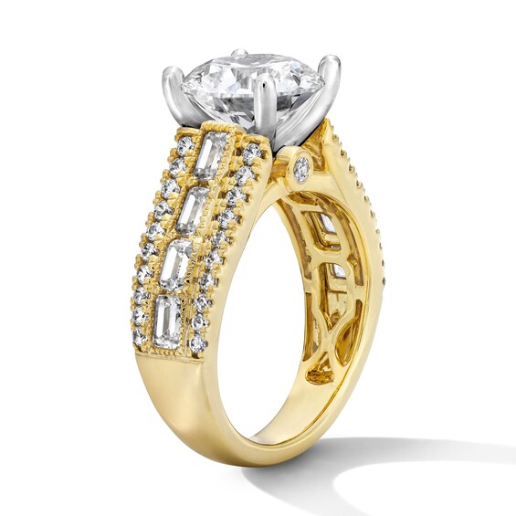 1-3/4 CT. T.w. Round and Emerald-Cut Certified Lab-Grown Diamond Triple Row Semi Mount in 14K Gold (F/Vs2)