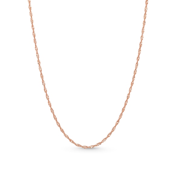 1.25mm Singapore Chain Necklace in Solid 14K Rose Gold - 18"