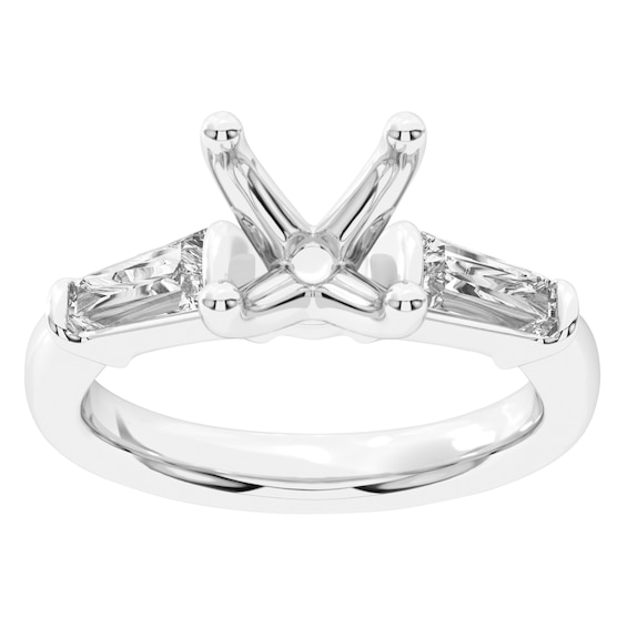 5/8 CT. T.w. Baguette Certified Lab-Grown Diamond Three Stone Semi Mount in 14K White Gold (F/Vs2)