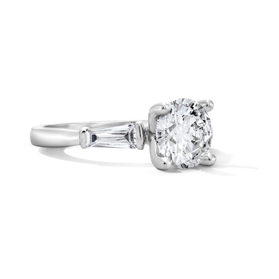 5/8 CT. T.w. Baguette Certified Lab-Grown Diamond Three Stone Semi Mount in 14K White Gold (F/Vs2)