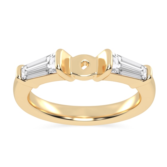 5/8 CT. T.w. Baguette Certified Lab-Grown Diamond Three Stone Semi Mount in 14K Gold (F/Vs2)