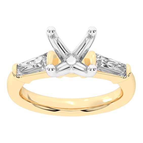 5/8 CT. T.w. Baguette Certified Lab-Grown Diamond Three Stone Semi Mount in 14K Gold (F/Vs2)