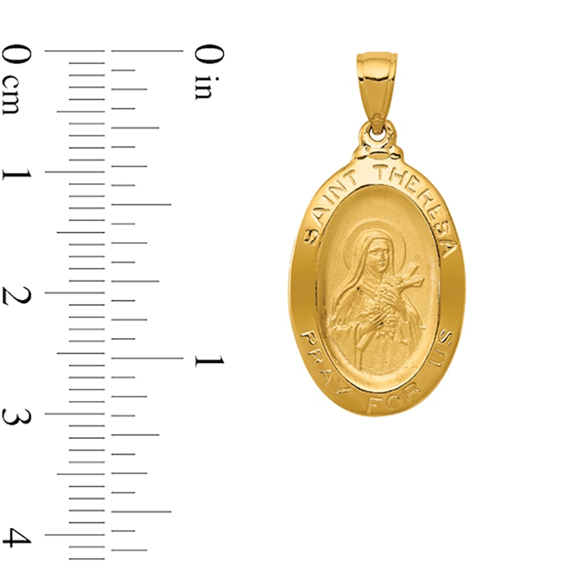 Main Image 2 of Saint Theresa Oval Medal Necklace Charm in Solid 14K Gold
