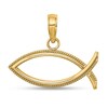 Thumbnail Image 1 of Beaded Open Ichthus Necklace Charm in Solid 14K Gold
