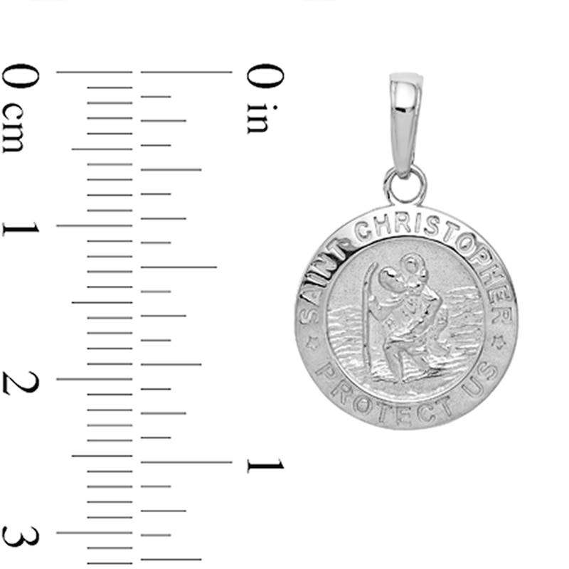 Main Image 2 of Saint Christopher Protect Us Medal Necklace Charm in Solid 14K White Gold