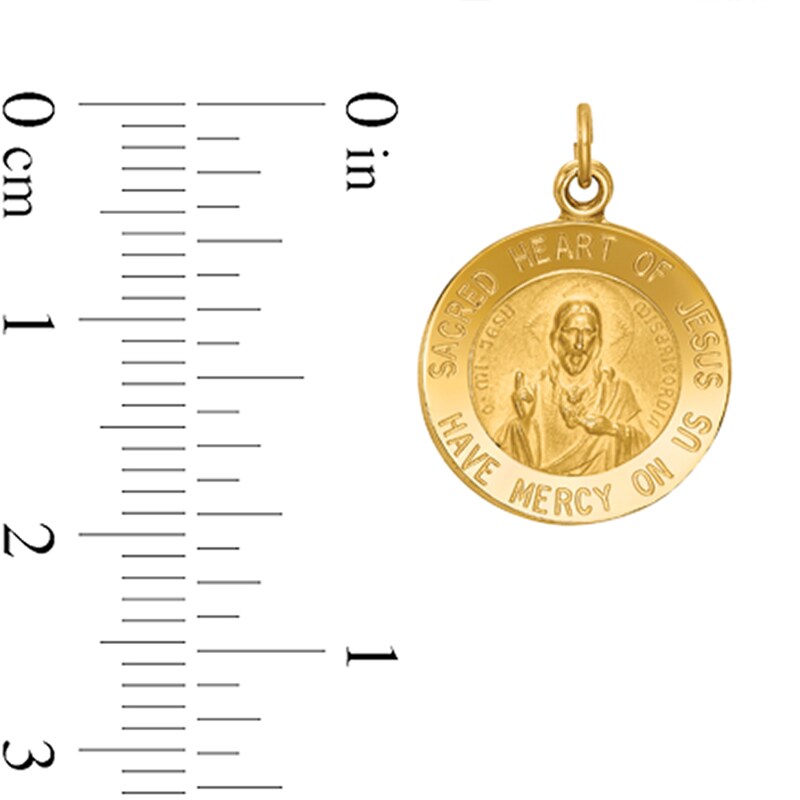 Main Image 2 of Sacred Heart of Jesus Have Mercy on Us Medal Charm in Solid 14K Gold