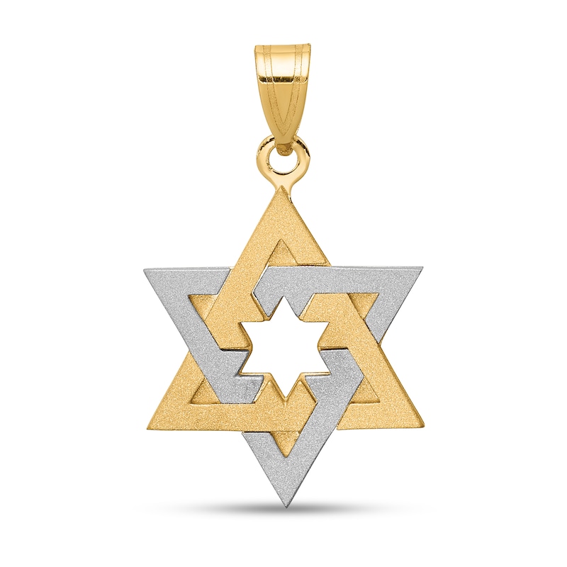 Main Image 1 of Star of David Necklace Charm in Solid 14K Two-Tone Gold