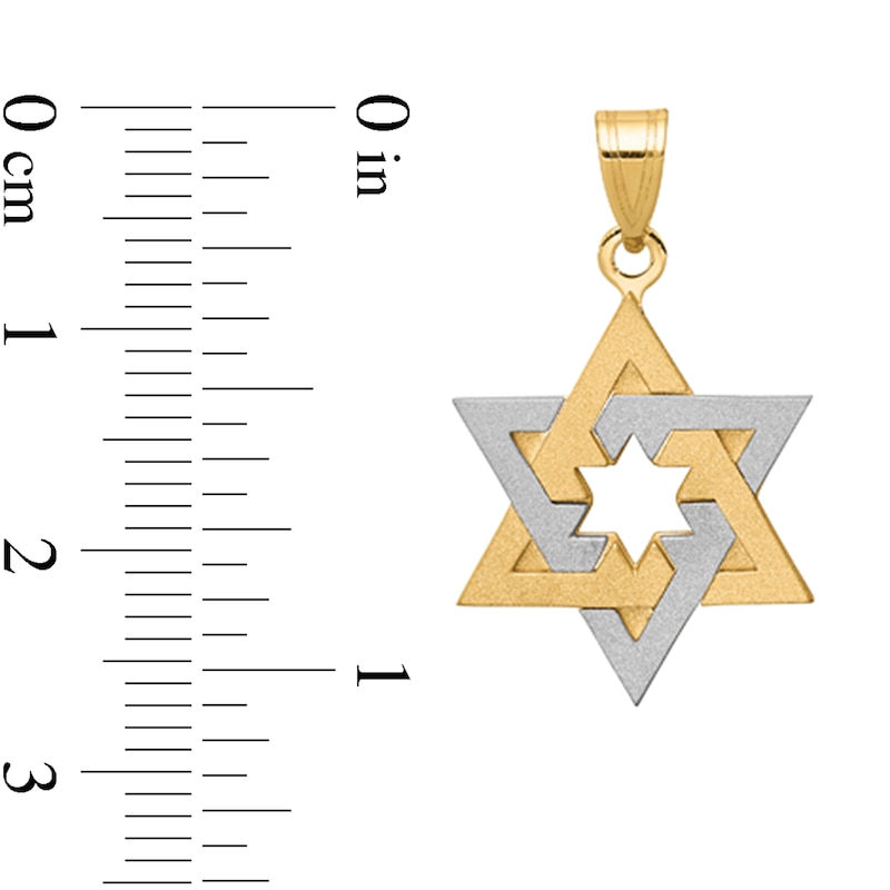 Main Image 2 of Star of David Necklace Charm in Solid 14K Two-Tone Gold