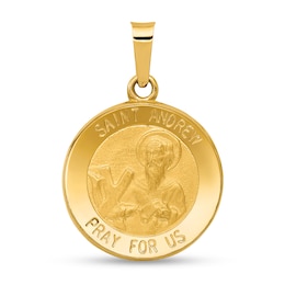 Saint Andrew Pray for Us Medal Necklace Charm in Hollow 14K Gold