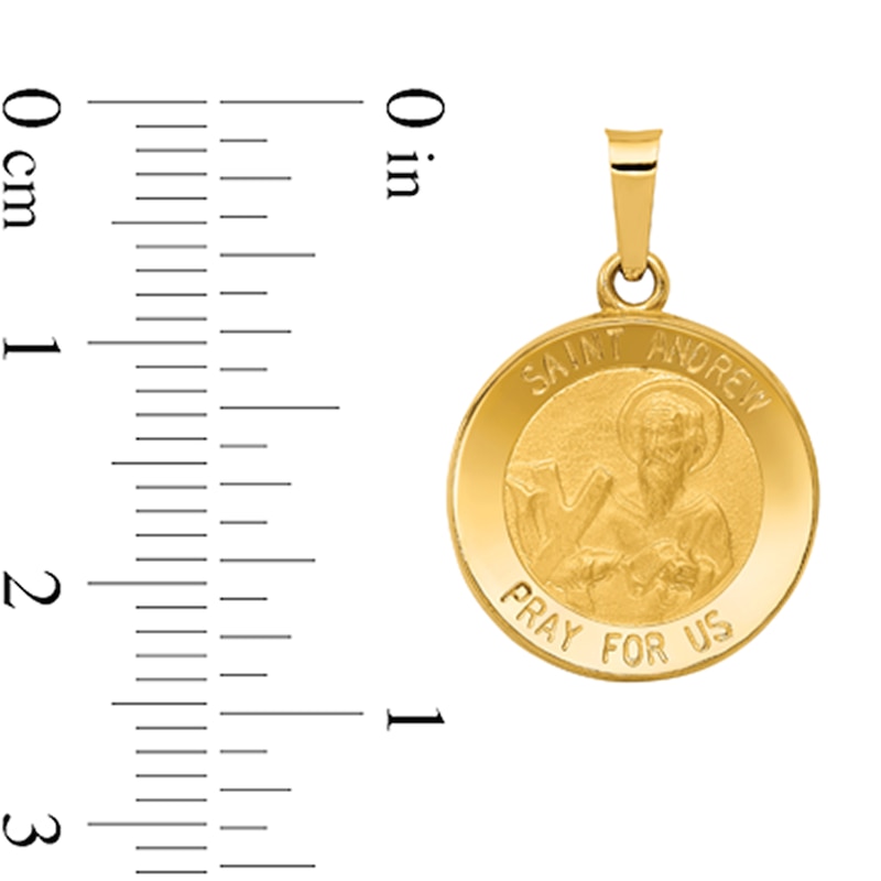 Main Image 2 of Saint Andrew Pray for Us Medal Necklace Charm in Hollow 14K Gold