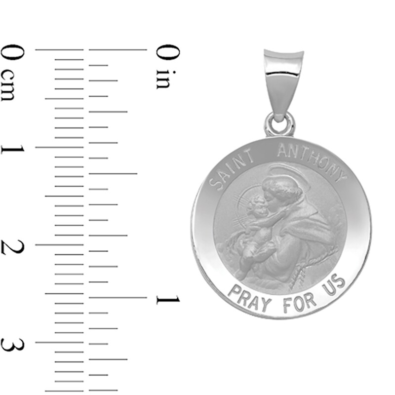 Main Image 2 of Saint Anthony Pray for Us Medal Necklace Charm in Hollow 14K White Gold