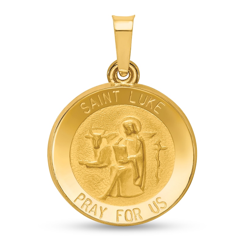 Main Image 1 of Saint Luke Pray for Us Medal Necklace Charm in Hollow 14K Gold