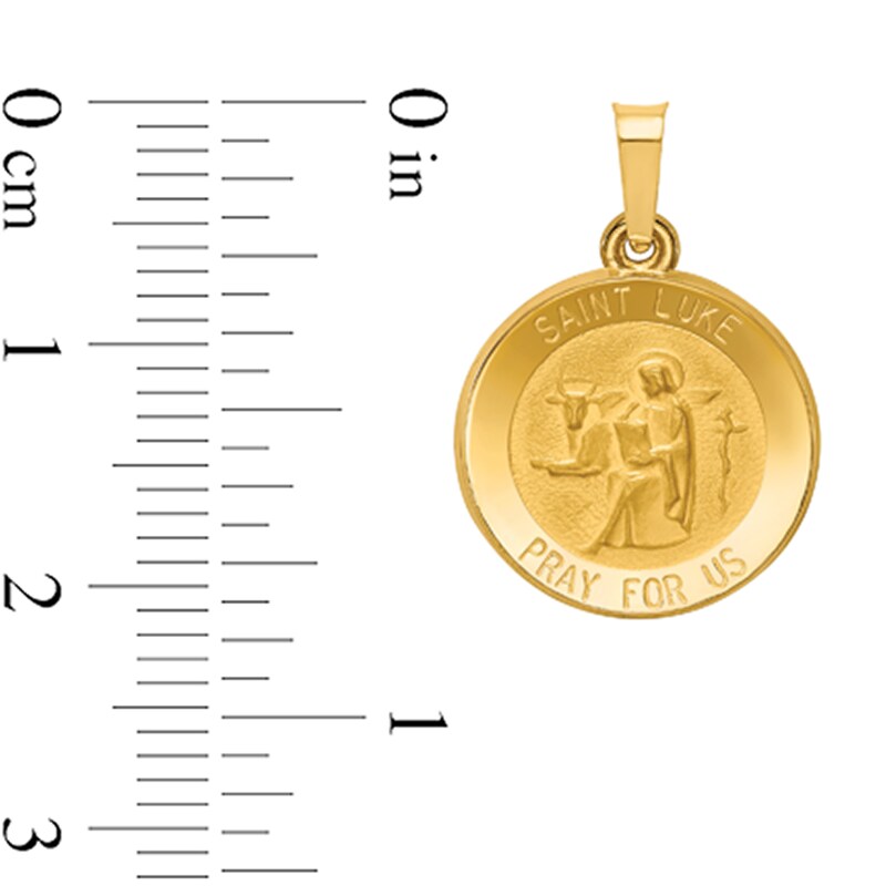 Main Image 2 of Saint Luke Pray for Us Medal Necklace Charm in Hollow 14K Gold