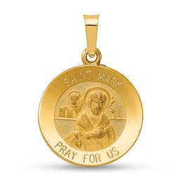 Saint Mark Pray for Us Medal Necklace Charm in Hollow 14K Gold