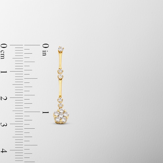 1/2 CT. T.w. Multi-Diamond Flower Linear Drop Earrings in 10K Gold