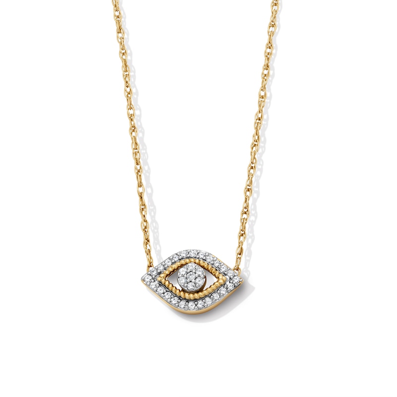 Main Image 1 of 1/10 CT. T.W. Diamond Eye Necklace in 10K Gold