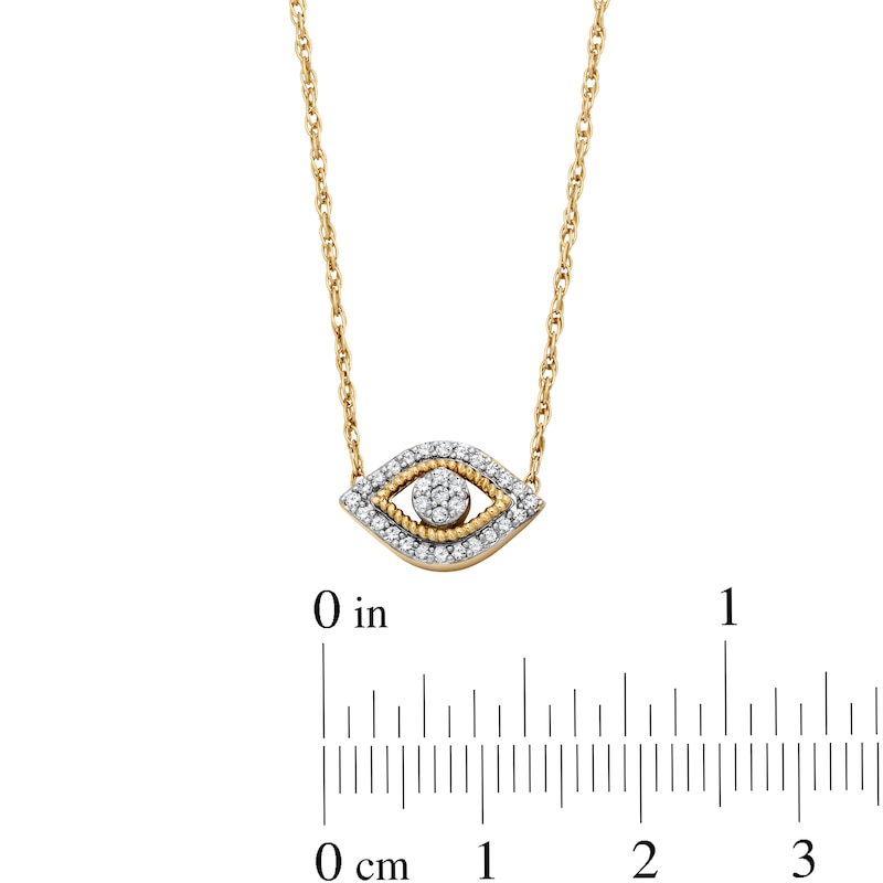 Main Image 3 of 1/10 CT. T.W. Diamond Eye Necklace in 10K Gold