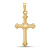 Thumbnail Image 1 of Vintage-Style Fleur-de-Lis Cross Necklace Charm in Hollow 14K Gold