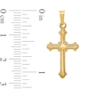 Thumbnail Image 2 of Vintage-Style Fleur-de-Lis Cross Necklace Charm in Hollow 14K Gold