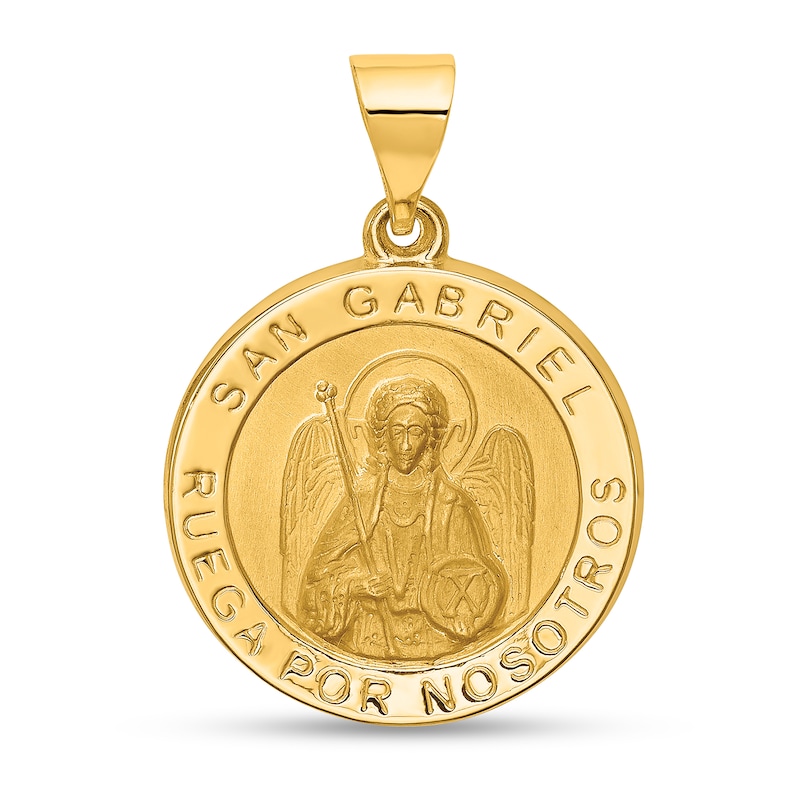 Main Image 1 of San Gabriel Medal Necklace Charm in Hollow 14K Gold