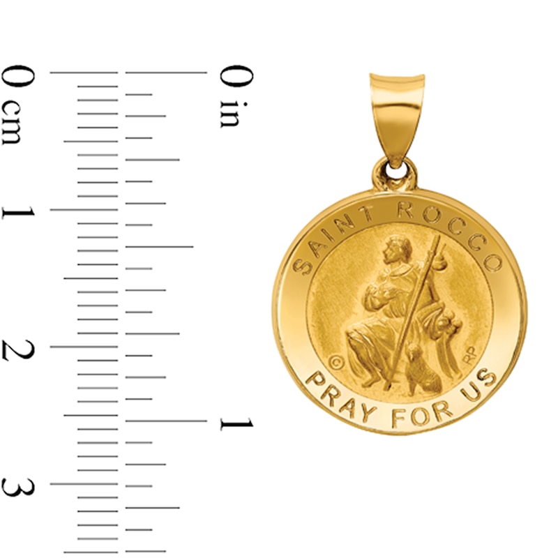 Main Image 2 of Saint Rocco Pray for Us Medal Necklace Charm in Hollow 14K Gold