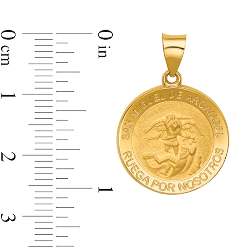 Main Image 2 of San Miguel de Arcangel Medal Necklace Charm in Hollow 14K Gold
