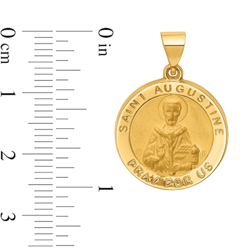 Main Image 2 of Saint Augustine Pray for Us Medal Necklace Charm in Hollow 14K Gold