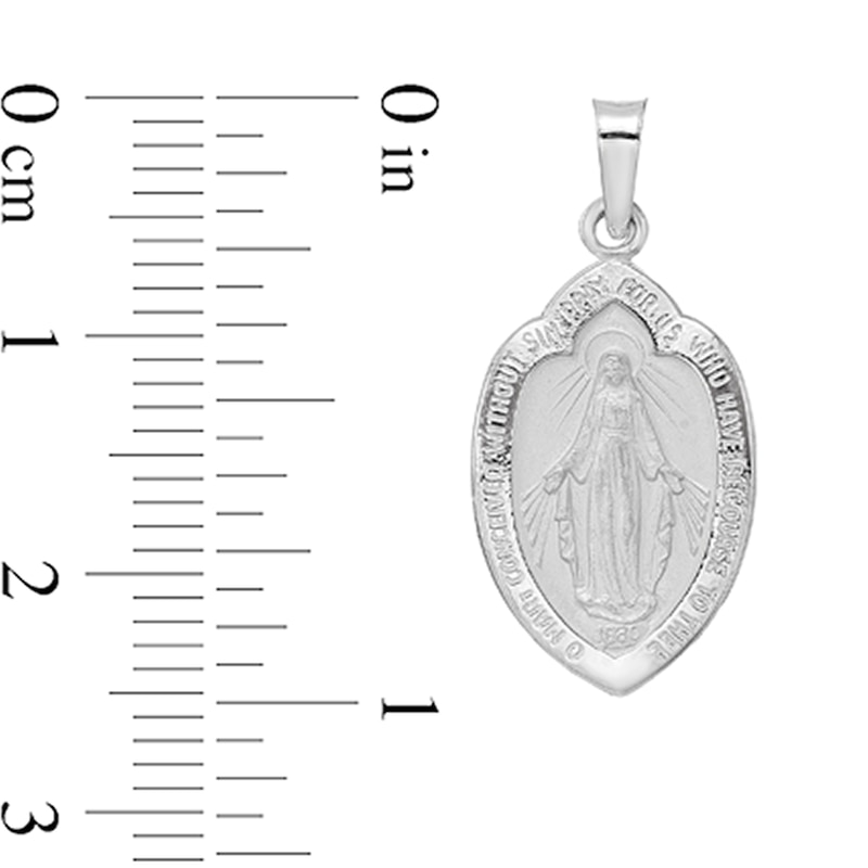 Main Image 2 of Miraculous Shield Medal Necklace Charm in Solid 14K White Gold