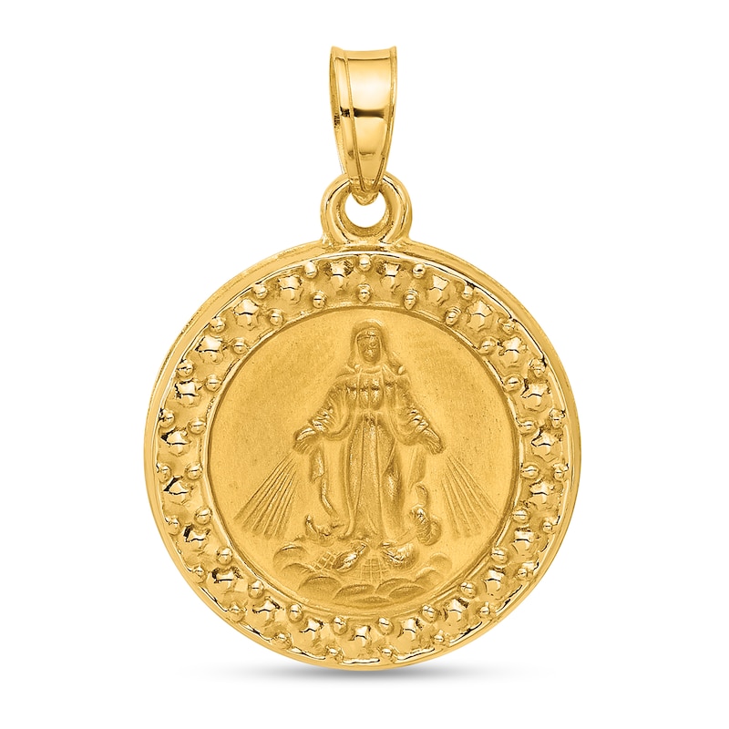 Main Image 1 of Miraculous Medal Necklace Charm in Hollow 14K Gold