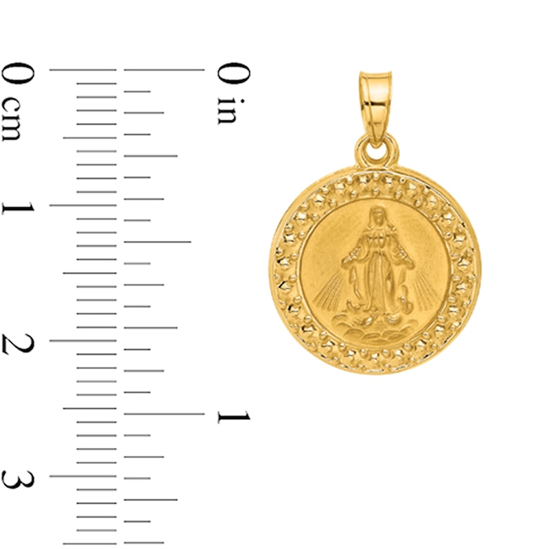 Main Image 2 of Miraculous Medal Necklace Charm in Hollow 14K Gold