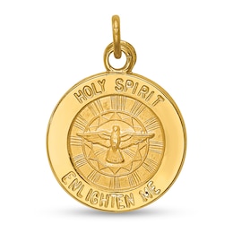 Holy Spirit Enlighten Me Medal Charm in Solid 14K Gold