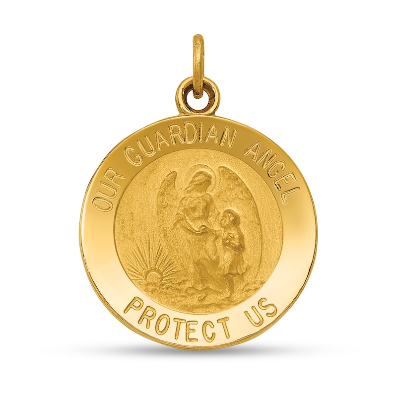 14k Gold Our Guardian Angel Protect Us Medal Charm (Solid) 14k Gold Our Guardian Angel Protect Us Medal Charm (Solid)