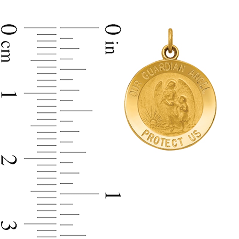 Main Image 2 of Our Guardian Angel Protect Us Medal Charm in Solid 14K Gold