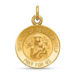 Our Lady of Perpetual Help Pray for Us Medal Charm in Solid 14K Gold