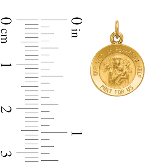 Our Lady of Perpetual Help Pray for Us Medal Charm in Solid 14K Gold