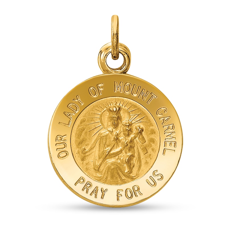 Main Image 1 of Our Lady of Mount Carmel Pray for Us Medal Charm in Solid 14K Gold