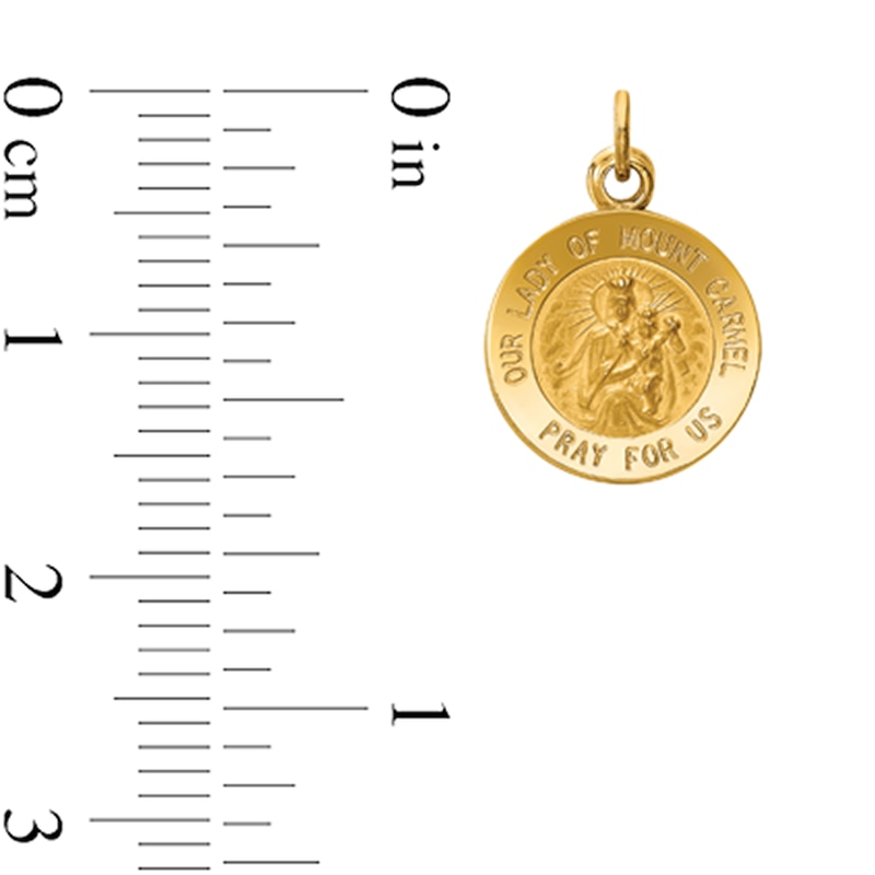 Main Image 2 of Our Lady of Mount Carmel Pray for Us Medal Charm in Solid 14K Gold