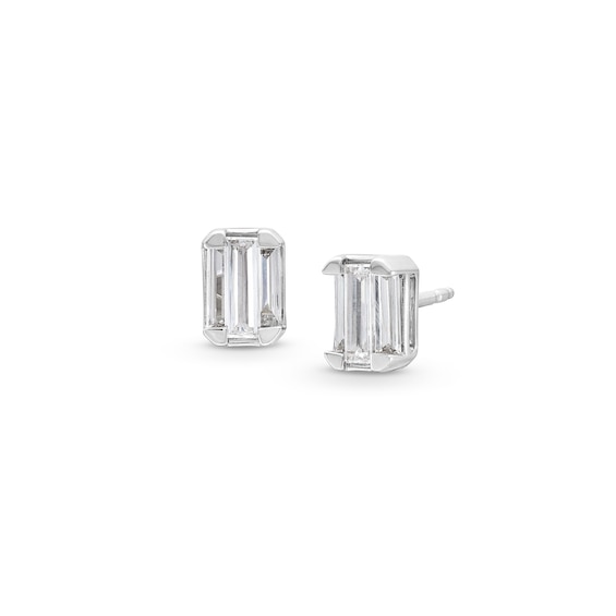 1/2 CT. T.w. Emerald-Shaped Lab-Grown Multi-Diamond Stud Earrings in Sterling Silver (I/Si2)