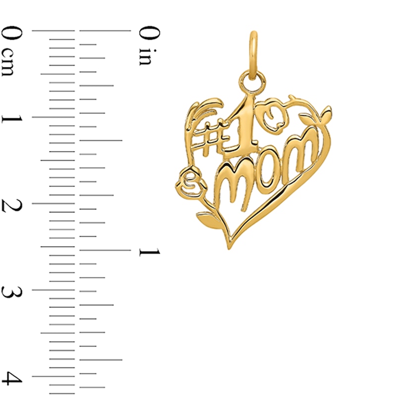 Main Image 2 of “#1 Mom” Heart Charm in Solid 14K Gold