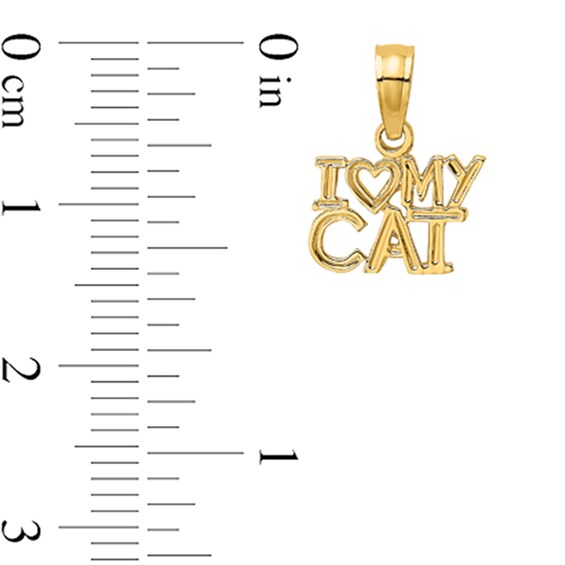 âI Heart My Catâ Necklace Charm in Solid 14K Gold