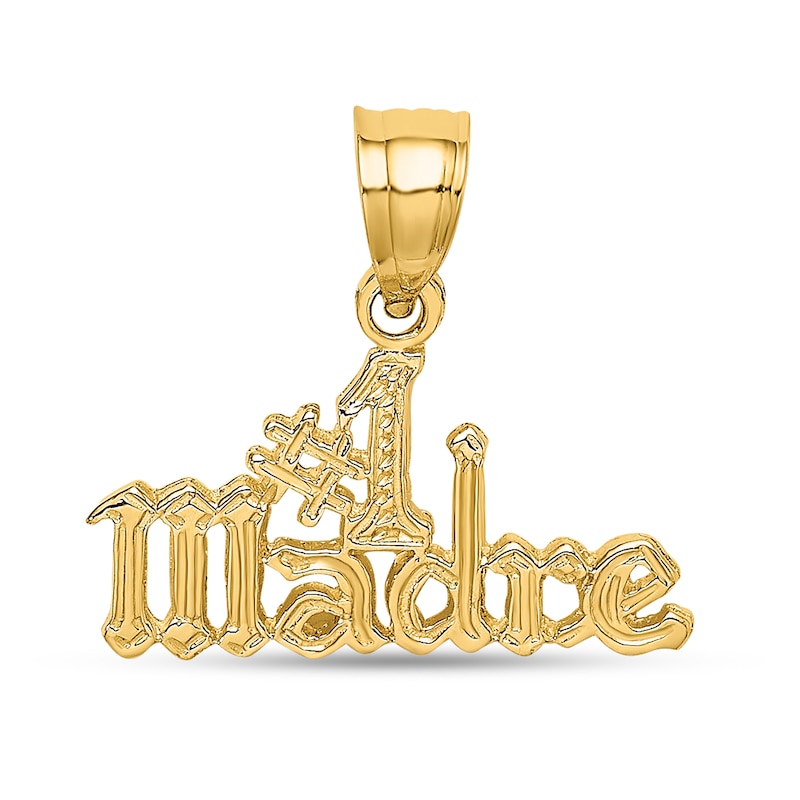 Main Image 1 of "#1 Madre" Necklace Charm in Solid 14K Gold