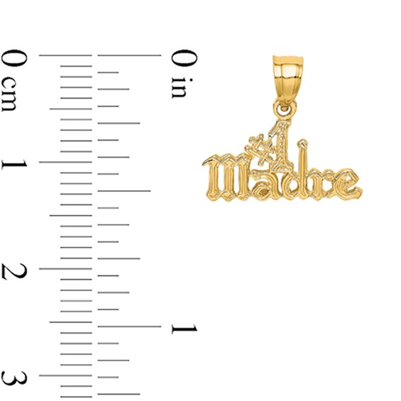 "#1 Madre" Necklace Charm in Solid 14K Gold