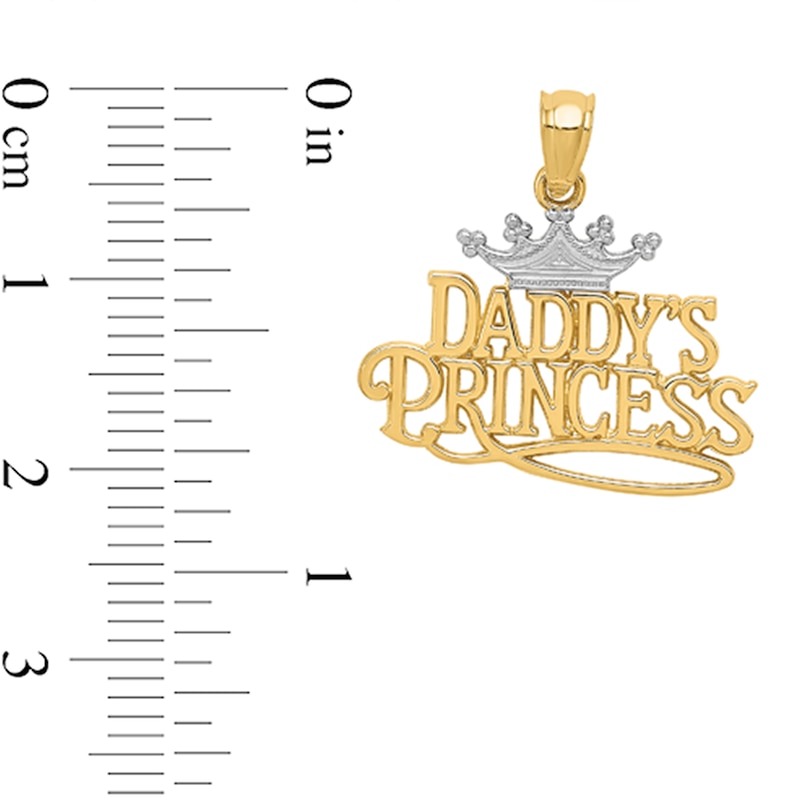 Main Image 2 of “Daddy’s Princess” with Crown Necklace Charm in Solid 14K Two-Tone Gold