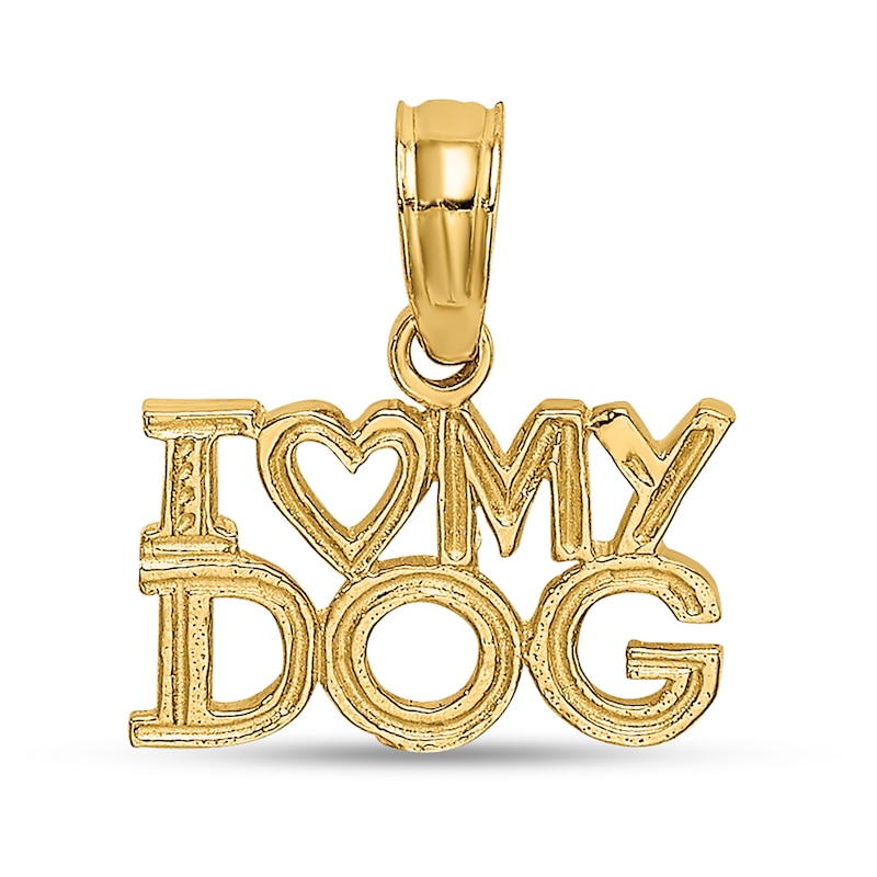 Main Image 1 of “I Heart My Dog” Necklace Charm in Solid 14K Gold
