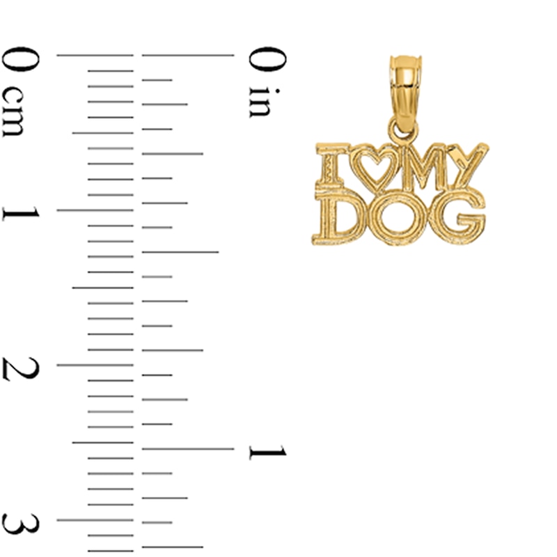 Main Image 2 of “I Heart My Dog” Necklace Charm in Solid 14K Gold