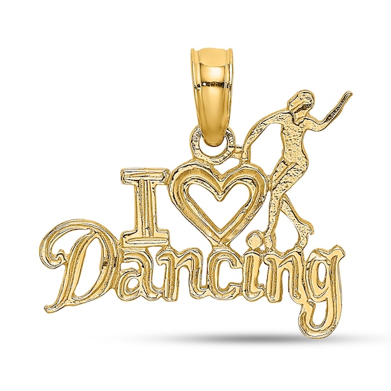 âI Heart Dancingâ Necklace Charm in Solid 14K Gold