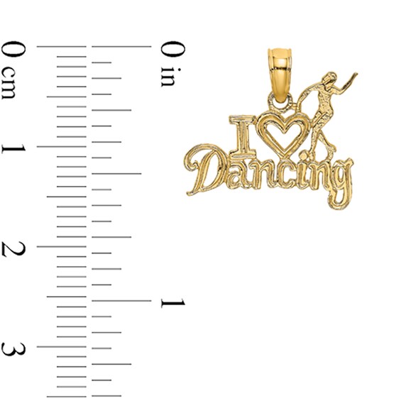 âI Heart Dancingâ Necklace Charm in Solid 14K Gold