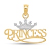 Thumbnail Image 1 of "Princess" with Crown Necklace Charm in Solid 14K Two-Tone Gold