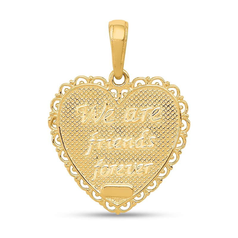 Main Image 2 of “For My Sister” Scallop Heart Necklace Charm in Solid 14K Gold