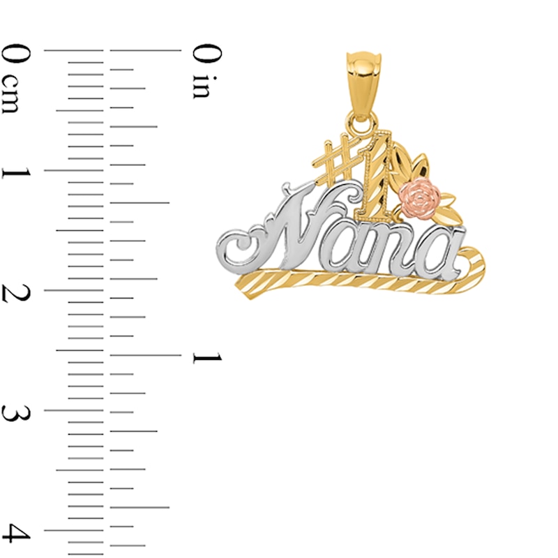 Main Image 2 of Diamond-Cut “#1 Nana” Necklace Charm in Solid 14K Tri-Tone Gold